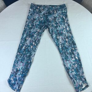 Jockey 7/8 Athletic Leggings Blue Floral XL